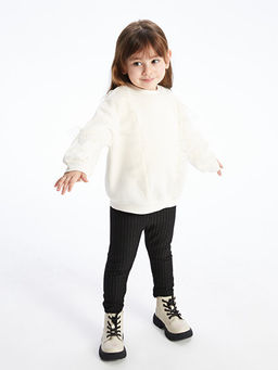 Bisiklet Yaka Uzun Kollu K?z Bebek Sweatshirt ve Tayt 2li Tak?m