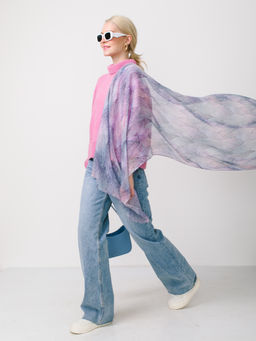 Большой, мягкий, тонкий и очень нежный двусторонний палантин с рисунком в стиле арт-деко - Tantino фото 5