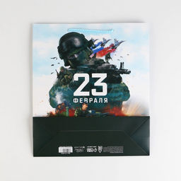 Цена за 2 шт. Пакет подарочный ламинированный, упаковка, «С 23 февраля», M 26×30×9 см