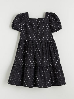 Kare Yaka Puantiyeli K?z ?ocuk Elbise