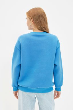TRENDYOLMILLA Koyu Antrasit Bisiklet Yaka Basic Fit Bask?l? Kal?n Ici Polarl? Orme Sweatshirt TWOAW22SW1957  фото 5