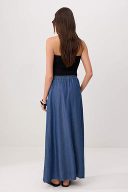 Mavi Dokumlu %100 Tencel Ince Kumas Maxi Denim Etek TWOSS26ET00205 - Trendyolmilla фото 4