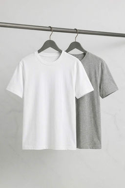 Gri- Ekru Oversize 2li Paket Basic %100 Pamuklu T-Shirt TMNSS24TS00038