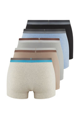 Cok Renkli 5li Paket Basic Slogan Lastikli Esnek Pamuklu Boxer TMNSS25BX00002 - Trendyolmilla фото 2