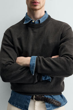 JERSEY ESTRUCTURA LAVADA ALGOD?N / Negro - Zara фото 5