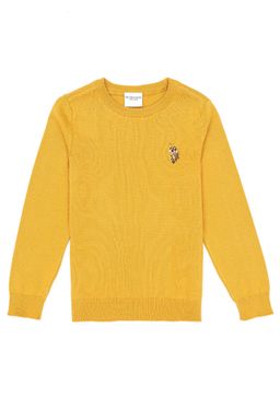 U. S. Polo Assn / Горчичный трикотажный свитер для мальчика с круглым вырезом