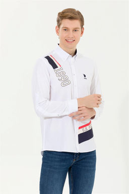 Мужская белая рубашка с длинным рукавом - U.s. polo assn фото 4