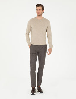 Kahverengi Slim Fit Kanvas Pantolon