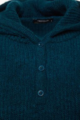 Yesil Yumusak Dokulu Kapusonlu Triko Kazak TWOAW21KZ0410 - Trendyolmilla фото 6