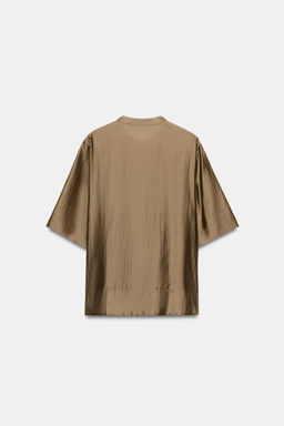 BLUSA FLUIDA MANGA CORTA ZW COLLECTION / Marr?n claro