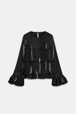 SHIMMER FABRIC RUFFLED BLOUSE - Zara фото 6