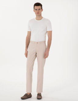 Bej Regular Fit Basic Kanvas Pantolon