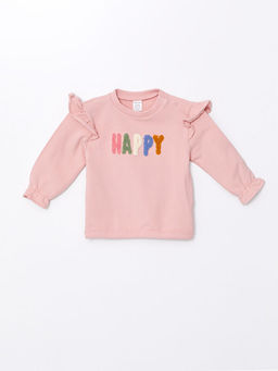 Bisiklet Yaka Uzun Kollu Bask?l? K?z Bebek Sweatshirt ve E?ofman Alt 2li Tak?m - Waikiki фото 2