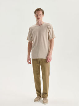 Bisiklet Yaka K?sa Kollu ?izgili Erkek Dokulu Ti??rt