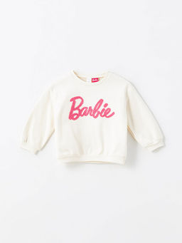 Bisiklet Yaka Barbie Bask?l? K?z Bebek Sweatshirt