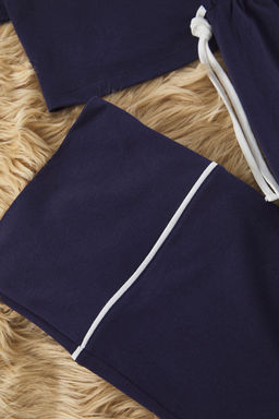 Trendyolmilla Siyah Pamuklu Eglence Bask?l? Biye Detayl? Orme Pijama Tak?m? THMSS21PT0953 фото 12