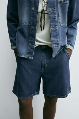 LIGHTWEIGHT DENIM STRAIGHT-LEG BERMUDA SHORTS - Zara фото 5