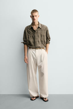 CAMISA FLUIDA CUADROS / Khaki