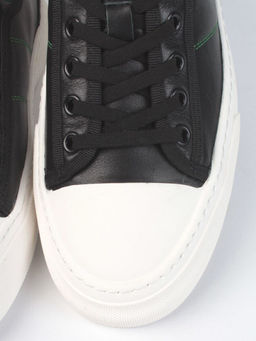 03-0106-1 BLACK/GREEN Полуботинки спортивные мужские (натуральная кожа)