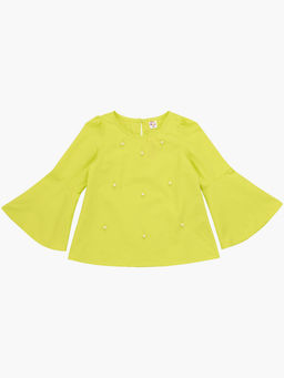 Блузка с жемчугом на праздник UD 4531 неон-желтый - Mini maxi фото 5