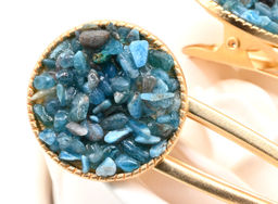 Зажим для волос Круг с натуральным апатитом 7*3*2см