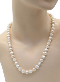 Бусы из жемчуга шарик 8-10мм белый, 60см