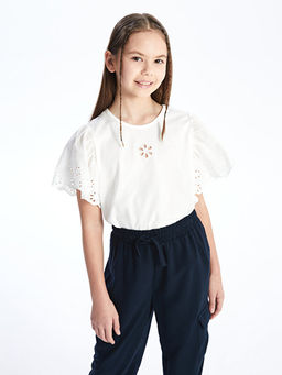 Bisiklet Yaka Fisto Detayl? K?sa Kollu K?z ?ocuk Ti??rt