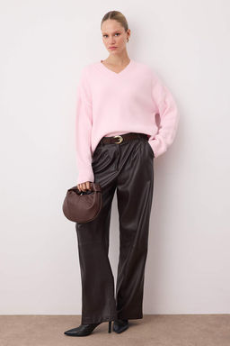 Wardrobe Essentials Pembe Basic Genis Kal?p Yumusak Dokulu Triko Kazak | TWOAW26KZ00091 - Trendyolmilla фото 2
