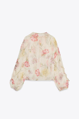SEMI-SHEER FLORAL PRINT SHIRT - Zara фото 9