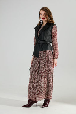 Костюм NIKVA н1020-4 листочки бургунди и чёрный  фото 10