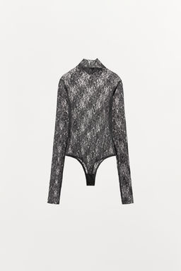 BODY ENCAJE BORDADOS FLORALES / Gris - Zara фото 3