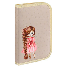 Пенал школьный Феникс+, арт.72093/ ДЕВОЧКА С КОСОЙ (без наполнения, 21,2х13,5х2,7 см, полиэстер, м