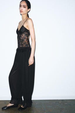 LACE TRIM SAROUEL TROUSERS - Zara фото 8