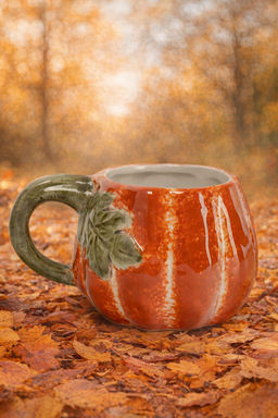 Кружка, 440 мл, керамика D, оранжево-зеленая, Тыква с листом, Bright pumpkin - Anna lafarg фото 9