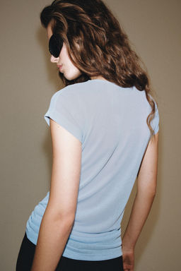 CAMISETA SEMITRANSPARENTE / Azul claro - Zara фото 3