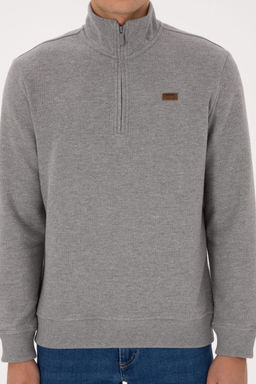 Erkek Regular Fit Yar_m Fermuarl_ Gri Melanj Basic Sweatshirt - U.s. polo assn фото 13