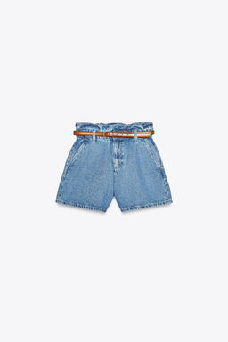 HIGH-WAIST Z1975 PAPERBAG DENIM BERMUDA SHORTS - Zara фото 5