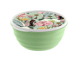 Цена за 2 шт. Миска "Латина" 1,1л с крышкой с декором (зеленый) 222133518/08