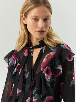 ЕМКА / Рубашка из шифона с цветочным принтом - Emka фото 4