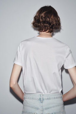 MERCERISED COTTON T-SHIRT - Zara фото 19