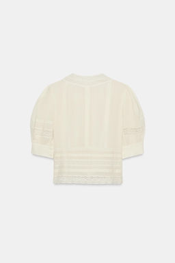 BLUSA ROM?NTICA ENCAJE ZW COLLECTION / Crudo - Zara фото 7