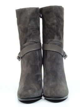 YF189-062M DK.GREY Полусапоги зимние женские (натуральная замша, натуральный мех (еврозима))