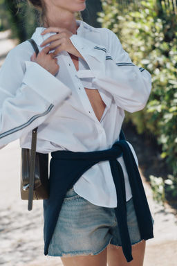 POPLIN SHIRT WITH SIDE STRIPE - Zara фото 3