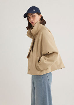 Dik Yaka Bej Ceket - Mavi фото 3