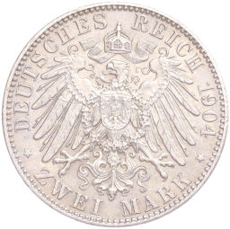 Монета 2 марки 1904 года Е Германия (Саксония)