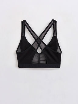 CONTE RIB WITH MESH LBE 2493 Бюстье из хлопка в рубчик и эластичной сеточки black - Conte elegant фото 5