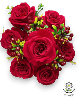 Цветы искусственные Buro роза раскрытый бутон 12 веточек 45-50 см  фото 2