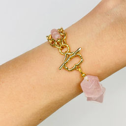 Браслет из Розового кварца с цепочкой 16,5 см