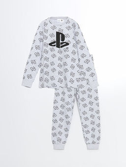 Bisiklet Yaka PlayStation Bask?l? Erkek ?ocuk Pijama Tak?m?