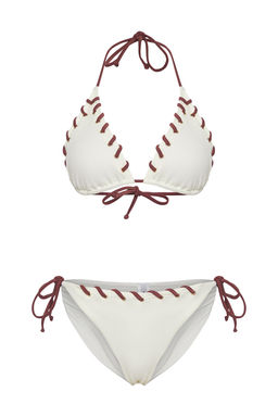 TRENDYOLMILLA Ekru Ucgen Kontrast Renk Biyeli Regular Bikini Tak?m? TBESS25BT00045  фото 12